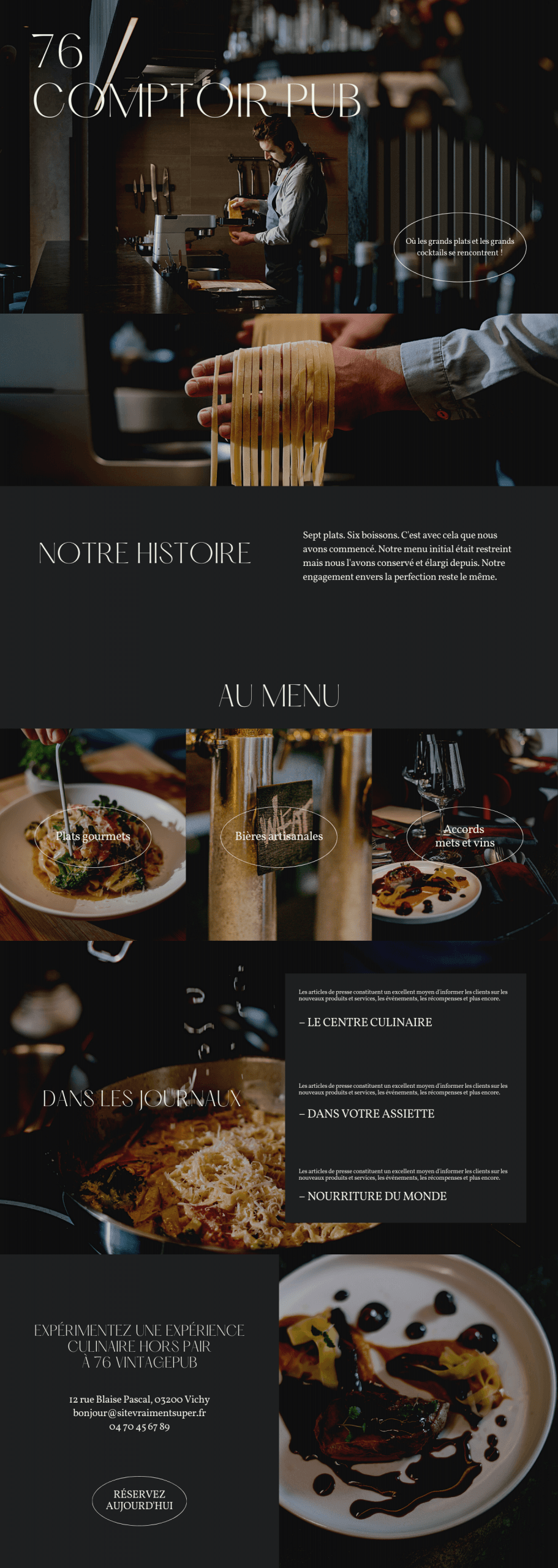 Exemple de réalisation de site vitrine – bistrot